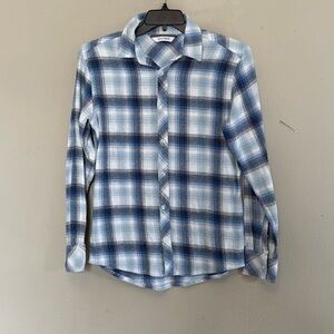Buckle Depart West Shirt Mens Medium Button Up Long Sleeve Blue Plaid Flannel